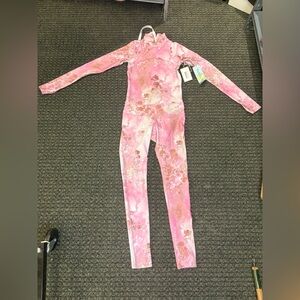 TUTUBLUE Girls Long Sleeve Full Length One Piece Rash Guard Swimsuit Pink XS